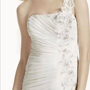 White chiffon beaded wedding dress